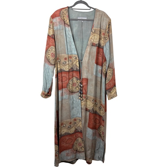 Platinum By Dorothy Schoelen Other - Dorothy Schoelen Platinum Duster Kimono Top Sz Large Lagenlook Linen Artsy